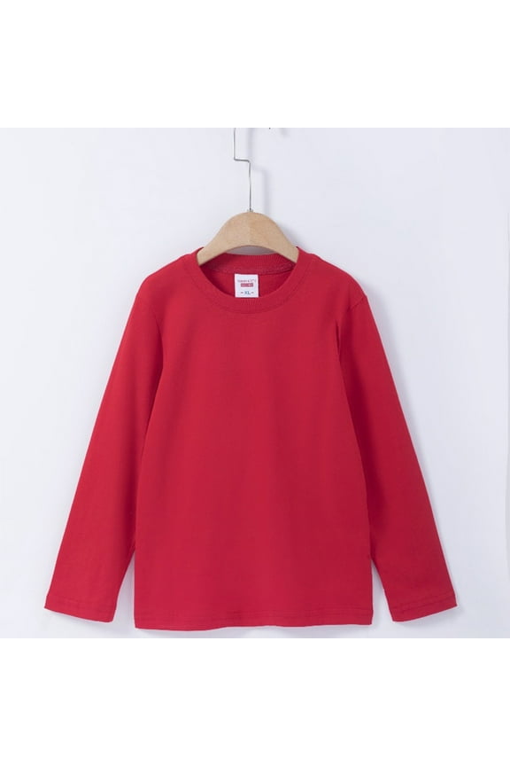 Boys Girls Tops Solid Color Long Sleeve Round Neck Pull-On Snug Warmth Blouse Pullover For Toddler Chic Urban Tops