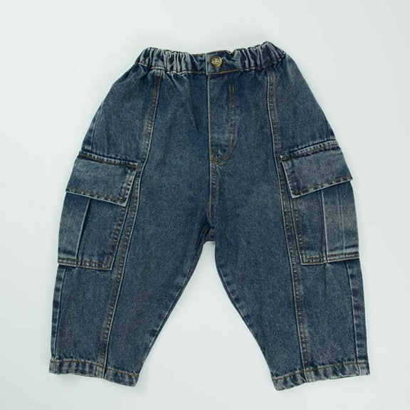 JIAYUE Boys Girls Trousers Solid Color Wide Leg Cargo Mid Waist Multi Pockets Slacks For Child Stylish Fashionable Clothing