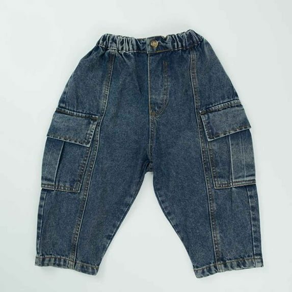 JIAYUE Boys Girls Trousers Solid Color Wide Leg Cargo Mid Waist Multi Pockets Slacks For Children Trendy Bottoms