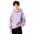 thumbnail image 1 of JIAYUE Boys Hoodie Solid Color Baggy Long Sleeve Pullover Sweatshirt Casual Kids Top for Outdoor Daily Walking, 1 of 5
