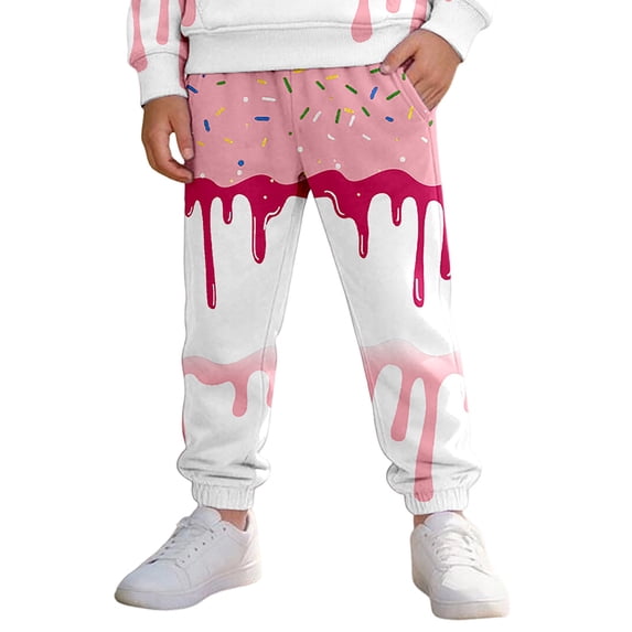 JIAYUE Boys Jogger Pants Elastic Drawstring Waist Sweatpants Drip Graphic Print Cuffed Ankle Trousers For Casual Workout