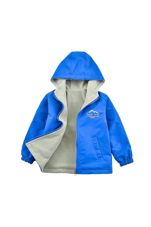 Boys Outerwear Coats Long Sleeve Reversible Lined Windbreaker For Girls Warm Winter Outdoor Sports With Hood For Youth Trendy Kids Jacket