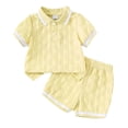 thumbnail image 1 of JIAYUE Boys Outfit Sets Solid Color Turndown Collar Stylish Summer Comfortable Short Sleeve Shirt And Shorts For Toddler Casual Wear And Daily Activities Trendy Children Clothes Suits, 1 of 6