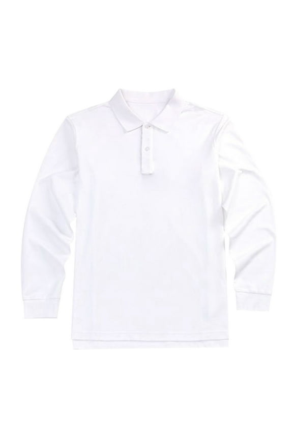 Boys Polo Shirt Solid Color Turndown Collar Long Sleeve School Comfortable Casual Wear For Kids Youth Teenagers Stylish Button Down Collar Shirt Children Trendy Tops
