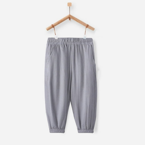 JIAYUE Boys Solid Color Elastic Waist Pants Outdoor Lightweight Breathable For Kids Summer Play Everyday Bottoms