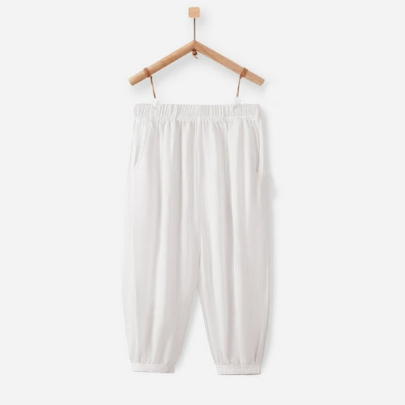 JIAYUE Boys Solid Color Elastic Waist Pants Outdoor Lightweight Breathable For Kids Summer Play Everyday Bottoms