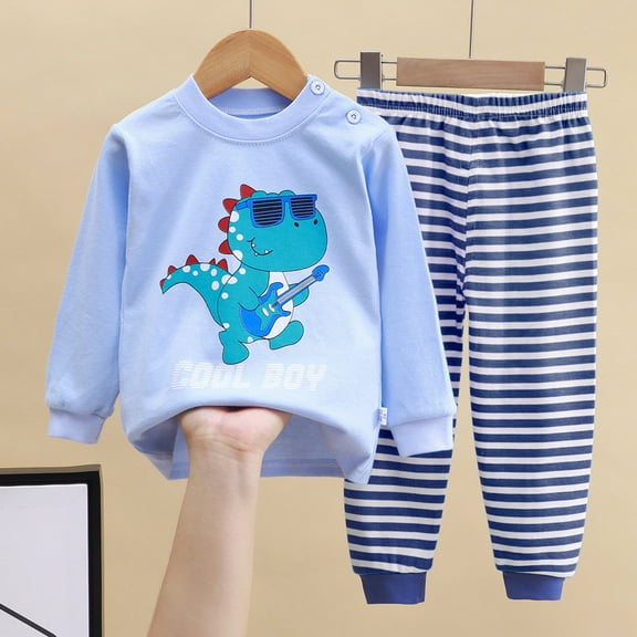 JIAYUE Boys and Girls Outfit Set Long Sleeve Round Neck Cute Pattern Top Pants Two Piece Set For Boys and Girls 6 Months To 7 Years Old Dailywear