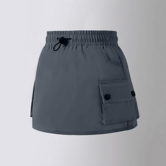 JIAYUE Cargo Skirts For Kids Girls Solid Color Mini Elastic Waistband with Pocket Cargo For Toddler Charming Adjustable Skirt