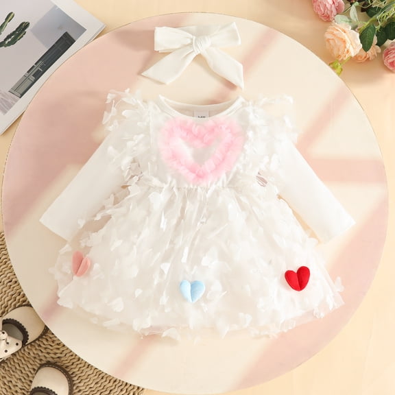JIAYUE Carnival Dresses For Girls Heart A-Line Long Sleeve Mid-Length Crew Neck For Kids Party Stylish Dresses