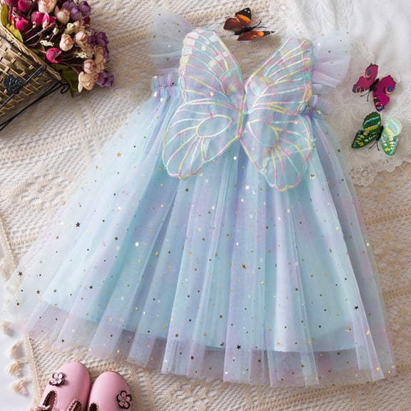 JIAYUE Carnival Dresses For Kids Girls Sleeveless Sequins Sweetheart Mid Length Tie Dye A-Line Tent For Toddler Casual Dress