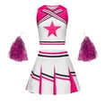 thumbnail image 1 of JIAYUE Carnival Girls Cheerleading Performance Outfit Sets V-Neck Color Block Sleeveless Pull-On Tops Skirts with Pompoms For Child Casual Outfits, 1 of 3