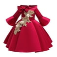 thumbnail image 1 of JIAYUE Carnival Party Dress For Girls Solid Color Long Sleeve Mid-Length Flare Sleeves Elegant Dancewear For Kids Birthday Wedding, 1 of 1
