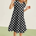 thumbnail image 1 of JIAYUE Child Girls Spring Dresses Polka Dots Short Sleeve Drop Shoulder Crew Neck Popover Mid Length Home For Teens Seasonal Holiday Festival Dress, 1 of 4