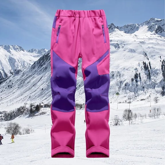 JIAYUE Children Active Trousers Unisex Solid Color Straight-Leg Windproof Cargo Mid Waisted For Kids Outdoor Ski Pants