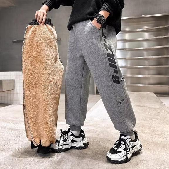 JIAYUE Children Daily Pants Boys Girls Letter Print Snug Warmth Taper Joggers Mid Waisted For Cozy Wear Trousers