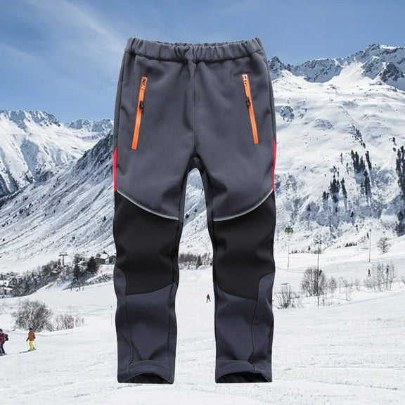 JIAYUE Children Sport Trousers Boys Girls Solid Color Straight-Leg Windproof Cargo Mid Waisted For Winter Wear Ski Pants