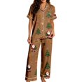 thumbnail image 1 of JIAYUE Christmas PJS 2-Piece Set for Women Graphic Print Button-Front Notch Collar Long Sleeve Top & Pants Sleepwear For Soft Wear, 1 of 7