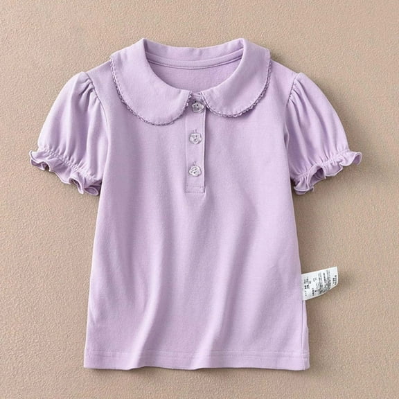 JIAYUE Collared Tops for Boys Girls Short Sleeve Cotton Solid Color Comfortable For Toddler Playtime Clothing