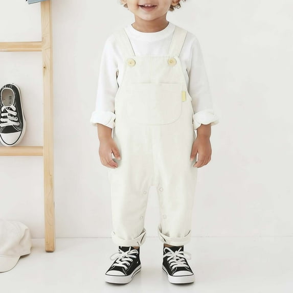 JIAYUE Denim Overalls For Baby Boys Girls Solid Color Long Sleeve Square Neckline Pull-On For Children Holiday Cute Suit