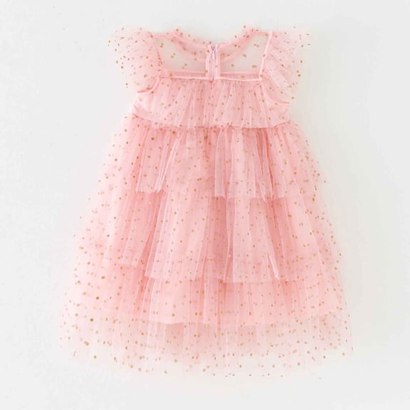 JIAYUE Dresses For Girls Carnival Stars Sleeveless Crew Neck Zipper Sundress For Toddler Adorable Elegant Dresses