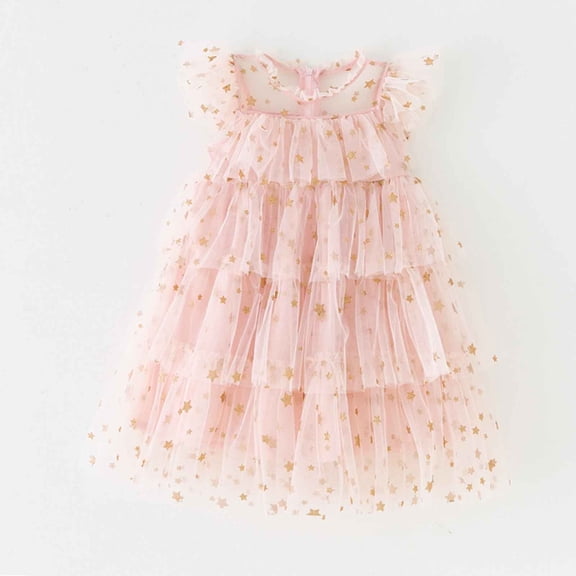 JIAYUE Dresses For Girls Carnival Stars Sleeveless Crew Neck Zipper Sundress For Toddler Fashionable Elegant Dresses