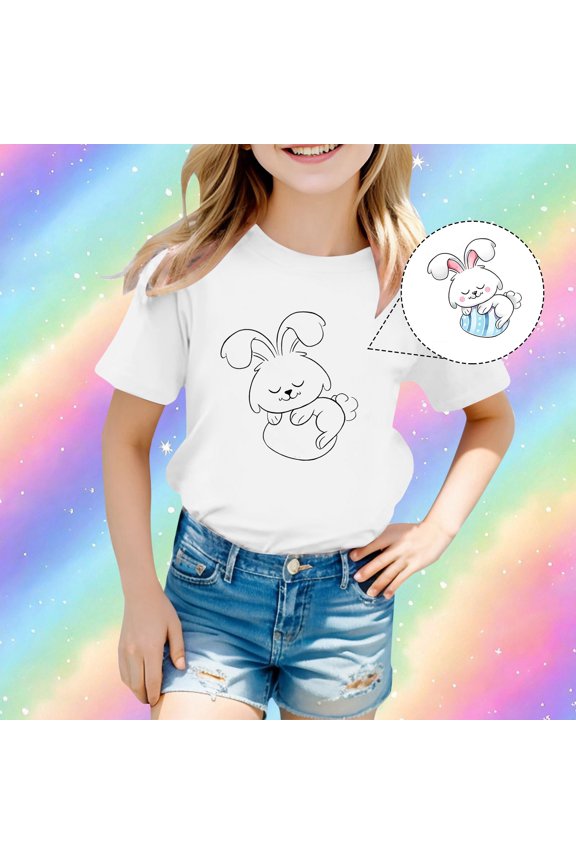 Easter Boys Girls Unisex Tops Shirts Cartoon Print Short Sleeve Crew Neck Pull-On Lightweight T Shirt For Children Seasonal Soft Layering
