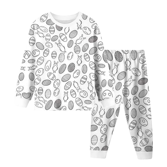 JIAYUE Easter Kids Boys Girls Child Outfit Sets Cartoon Print Long Sleeve Crew Neck Pullover Tops and Trousers Cozy Soft For Child Chic Urban Playwear Sets