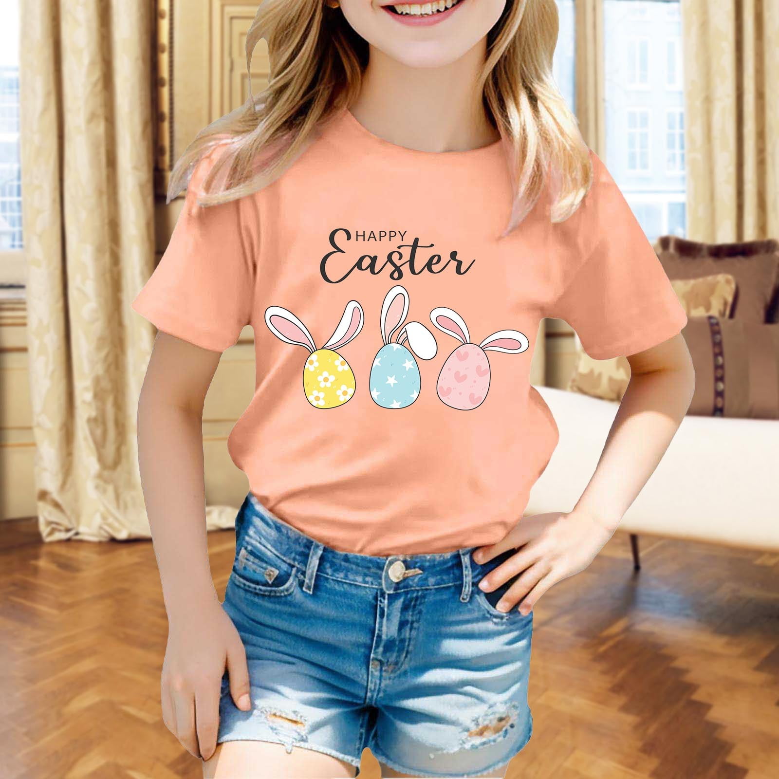 JIAYUE Easter Shirts For Boys Girls Cartoon Short Sleeve Crew Neck Pull ...