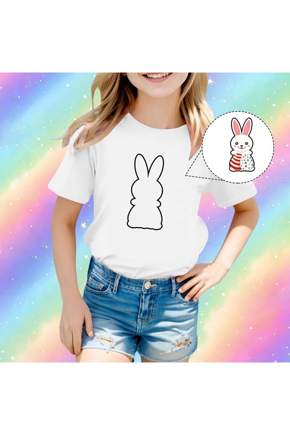 Easter Unisex Tops For Kids Boys Girls Cartoon Print Short Sleeve Crew Neck Pull-On Lightweight T Shirt For Kids Holiday Soft Comfy Wear