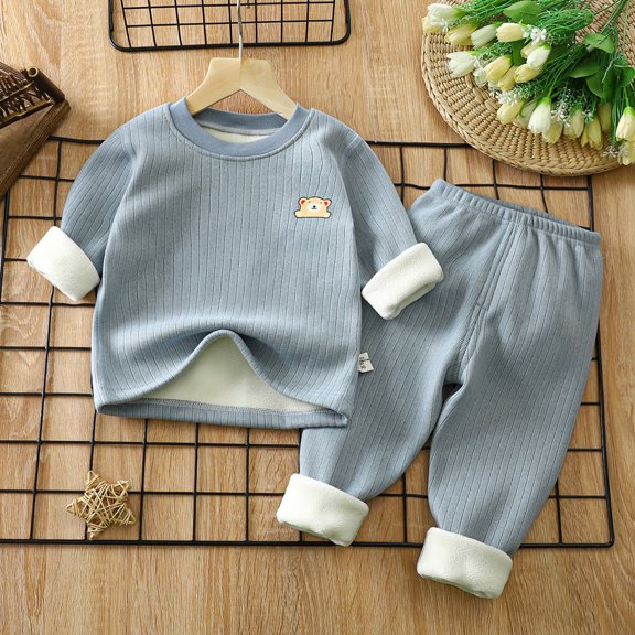 JIAYUE Fall Winter Boys Girls Outfits Sets Cartoon Long Sleeve Crew Neck Pull-On Shirt and Slack For Child Breathable Playwear