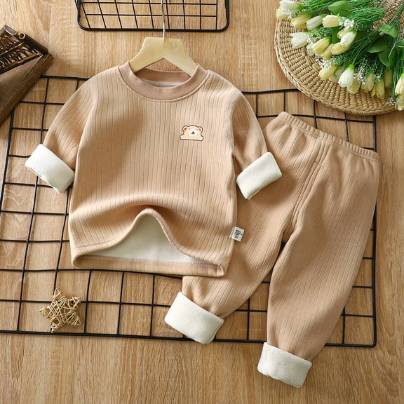 JIAYUE Fall Winter Outfit For Boys Girls Cartoon Long Sleeve Crew Neck Pull-On Shirt and Slack For Child Breathable Playwear