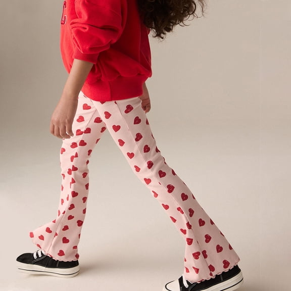 JIAYUE Flared Leg Jogger Pants For Girls Solid Color Casual Soft Stretchy For Kids Everyday Comfortable Apparel