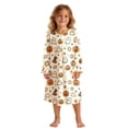 thumbnail image 1 of JIAYUE Girl Kids Nightgown Comfortable Lightweight Breathable Halloween Funny Print Long Sleeve Ruffle Round Neck Button Front Loose Fit Cute Pajamas For Party Family Indoor Loungewear, 1 of 5