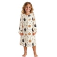 thumbnail image 1 of JIAYUE Girl Kids Nightgown Comfortable Lightweight Halloween Funny Print Long Sleeve Ruffle Cuff Round Neck Button Front Loose Fit Cute Pajamas For Holiday Party Family Indoor Loungewear, 1 of 5