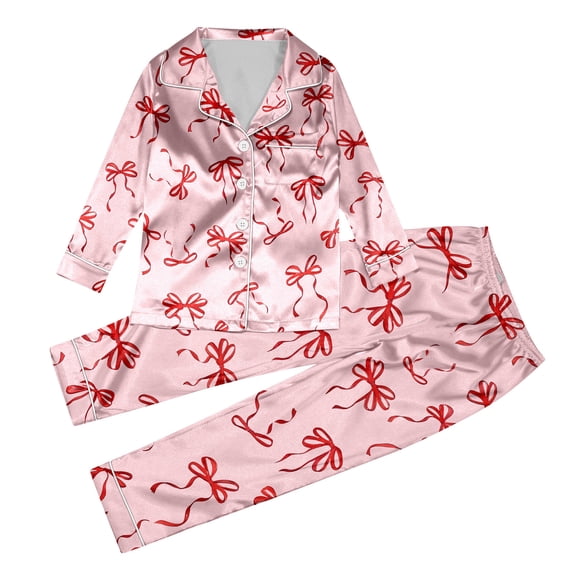 JIAYUE Girl Kids Pajamas Fashionable And Comfortable Colorful Adorable Printed Pajama Set Long Sleeve With Elastic Long Pants Sleepwear Outfits For Indoor Soft Loose Loungewear ,9-10 Years