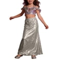 thumbnail image 1 of JIAYUE Girls A-Line Maxi Skirt Trendy Glitter Sequins Party Wear Stretchy Waistband Fashion Kids Versatile Casual Skirts For Toddler And Teen, 1 of 5