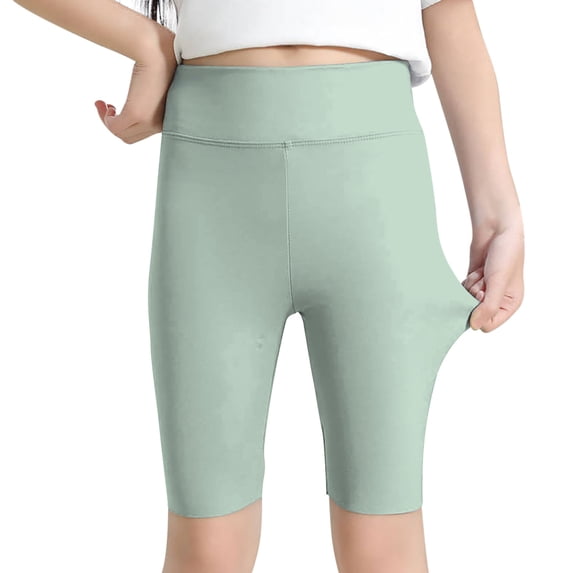 JIAYUE Girls Athletic Shorts Knee Length Leggings Kids Dance Running Yoga Workout Tight Stretchy Solid Color Versatile Bottoms For Children