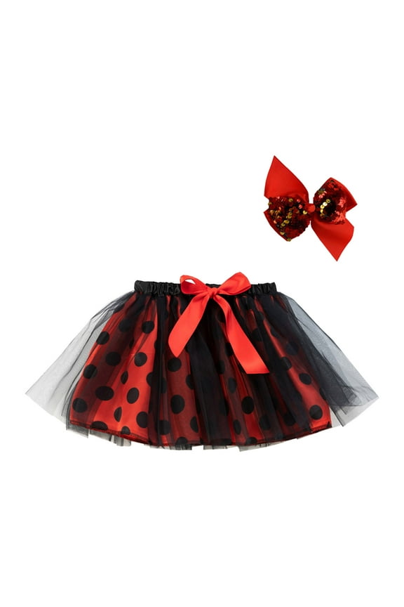 Girls Carnival Skirts Polka Dot Mini Tutu with Hairband For Children Charming Playwear