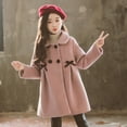 thumbnail image 1 of JIAYUE Girls Child Coats Jackets Solid Color Long Sleeve Collared Button Overcoat For Toddler Fall Winter Warm Layering, 1 of 9