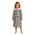thumbnail image 1 of JIAYUE Girls Christmas Nightgown Long Sleeve Crew Neck Ruffle Cuff Plaid Xmas Light Print Pajamas Dress For Casual Wear, 1 of 5