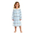 thumbnail image 1 of JIAYUE Girls Christmas Nightgown Long Sleeve Crew Neck Ruffle Cuff Plaid Xmas Light Print Pajamas Dress For Indoor Wear, 1 of 5