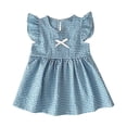 thumbnail image 1 of JIAYUE Girls Dresses A-Line Crew Neck Infant Summer Fly Sleeve Plaid Pattern Casual Versatile Toddler Kids Dress, 1 of 8