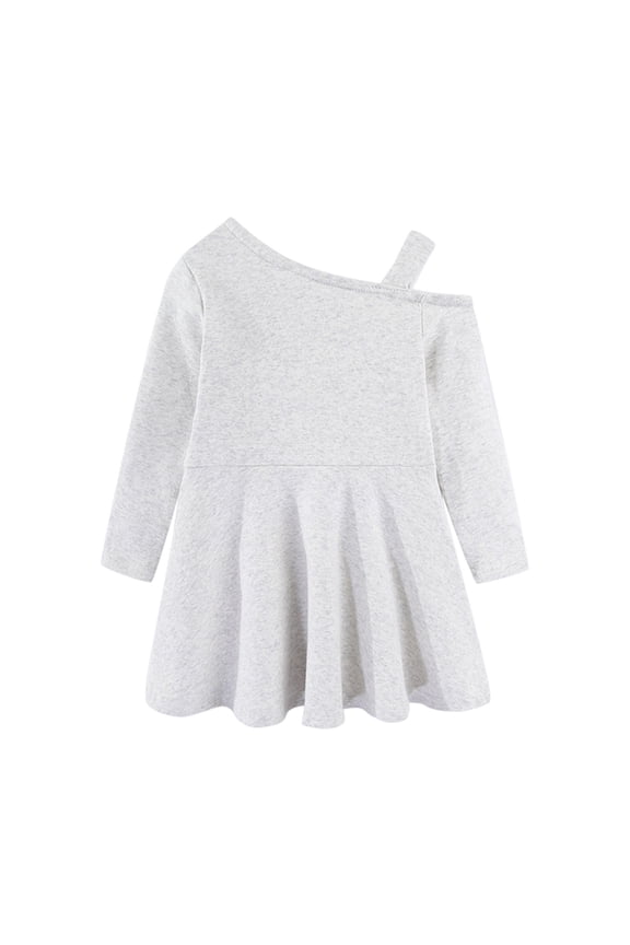 Girls Dresses A-Line Long Sleeve Asymmetrical Neck And Elegant Off Shoulder Solid Color Casual And Party Wear Comfortable Lovely Infant Kids Dress