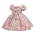 thumbnail image 1 of JIAYUE Girls Dresses Ball Gown Crew Neck Infant Bow Puff Short Sleeve Princess Trendy Baby Kids Dress, 1 of 5
