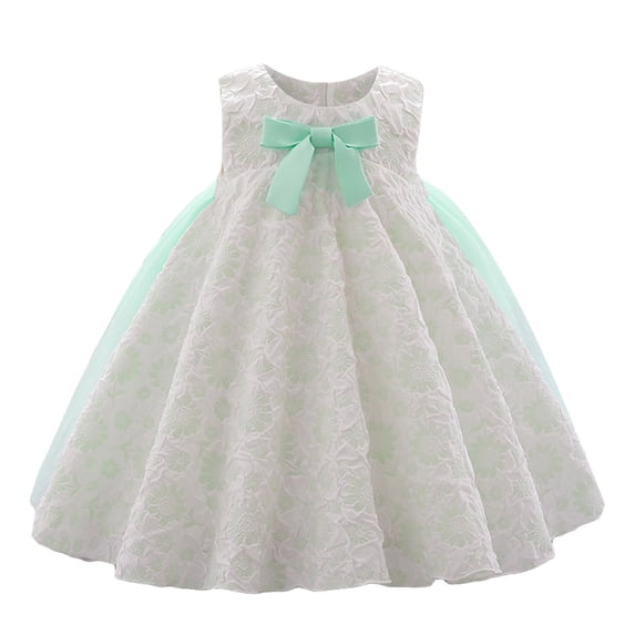 JIAYUE Girls Dresses Ball Gown Crew Neck Infant Bowknot Mesh Flower Sleeveless Children Party Pageant Stylish Baby Kids Dress