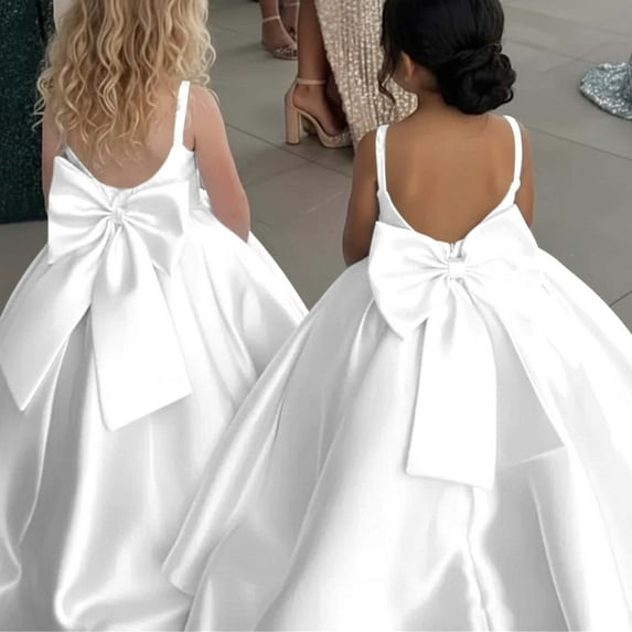 JIAYUE Girls Formal Dresses Cathedral Train Design Wedding Photo Pageant Dresses For Baby Elegant Events(White)