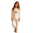 thumbnail image 1 of JIAYUE Girls Halloween Pajama 2 Piece Set Striped Print Crew Neck Long Sleeve Tops And Pants Loungewear for Indoor Night Rest,95 2Y, 1 of 8