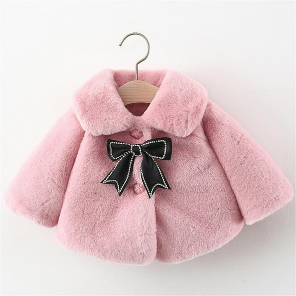 JIAYUE Girls Jacket Cloaks Solid Color Long Sleeve Collared Pull-On Poncho For Children Warm Coats