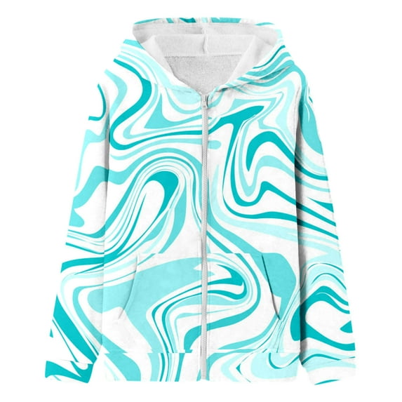 JIAYUE Girls Jackets Tie Dye Long Sleeve Windbreaker Hooded Zipper Kids Outdoor Coat With Pockets For Toddler Age 2-14 Years Fall Winter Outerwear