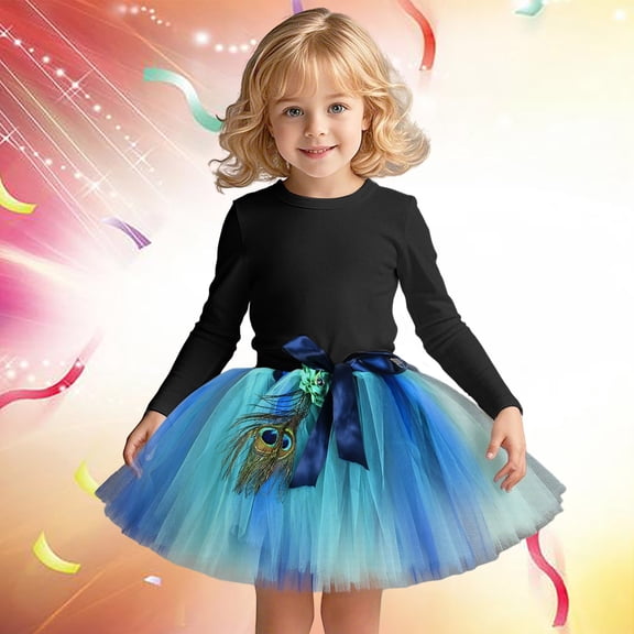 JIAYUE Girls Kids Outfit Sets Solid Color Long Sleeve Crew Neck Pull-On Shirts Tutu Skirts Dancewear For Kids Chic Everyday Sets